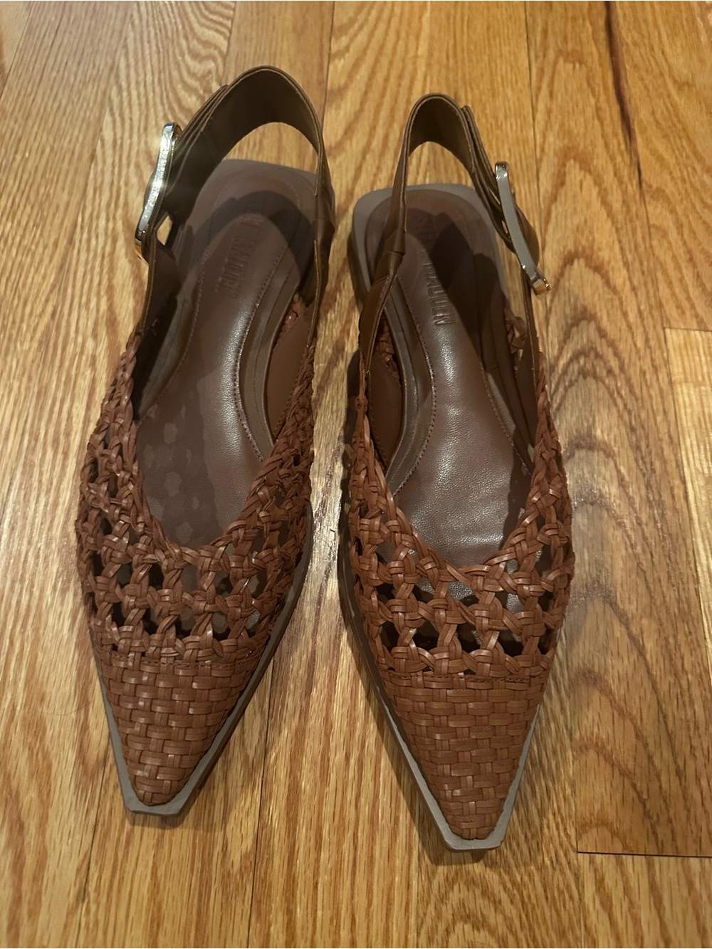 Steve Madden Brown Woven Pointed Slingback Mules